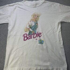 Vintage 90s Barbie Graphic T-Shirt Kid Designs Tee M Y2K Mattel